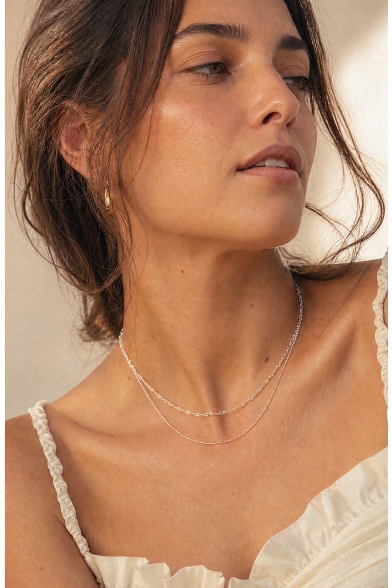 Double Layered Necklace, Alternate, color, SILVER