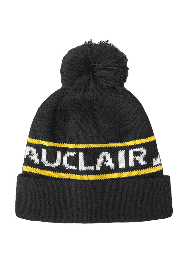 Acrylic Pompom Beanie, Main, color, BLACK/YELLOW