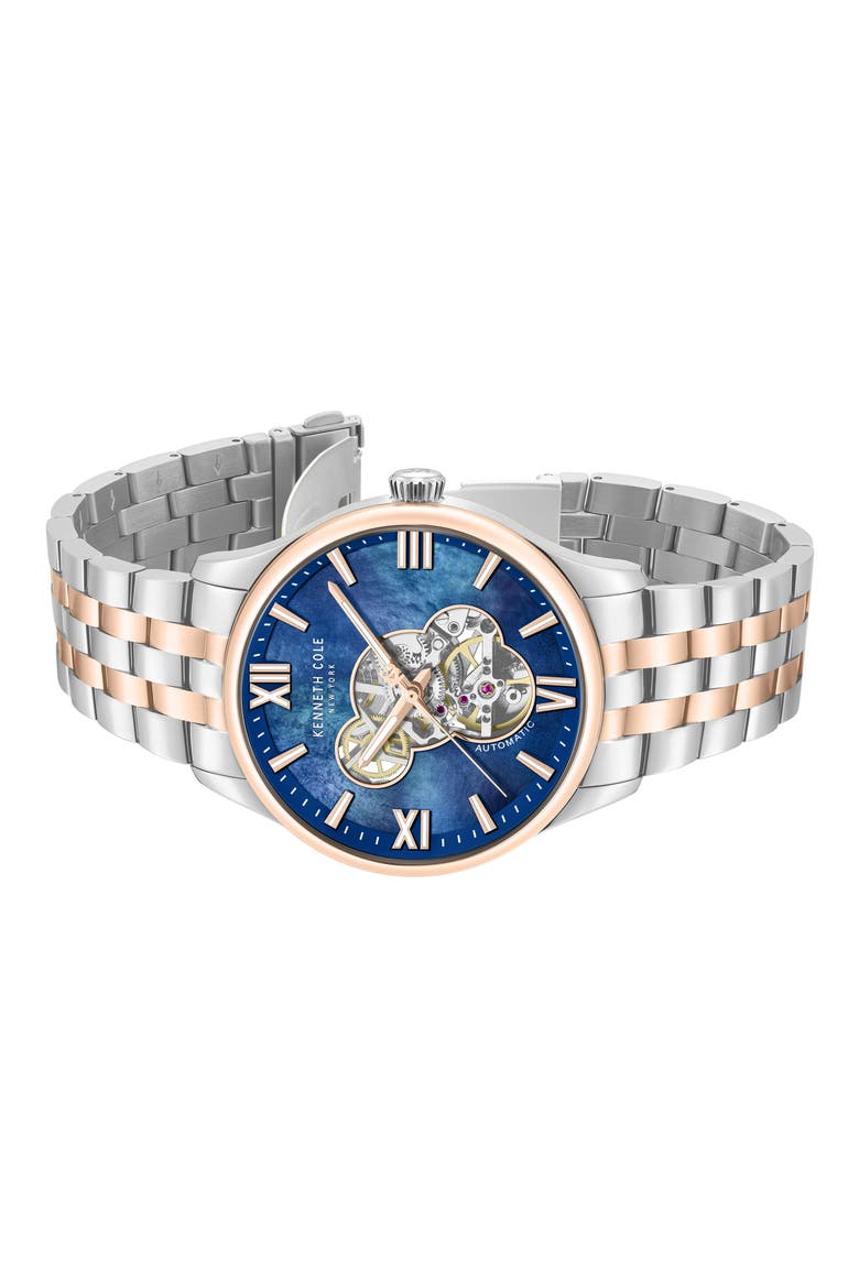 Varick Open Heart Automatic Bracelet Watch, 43mm, Alternate, color, SILVER MULTI