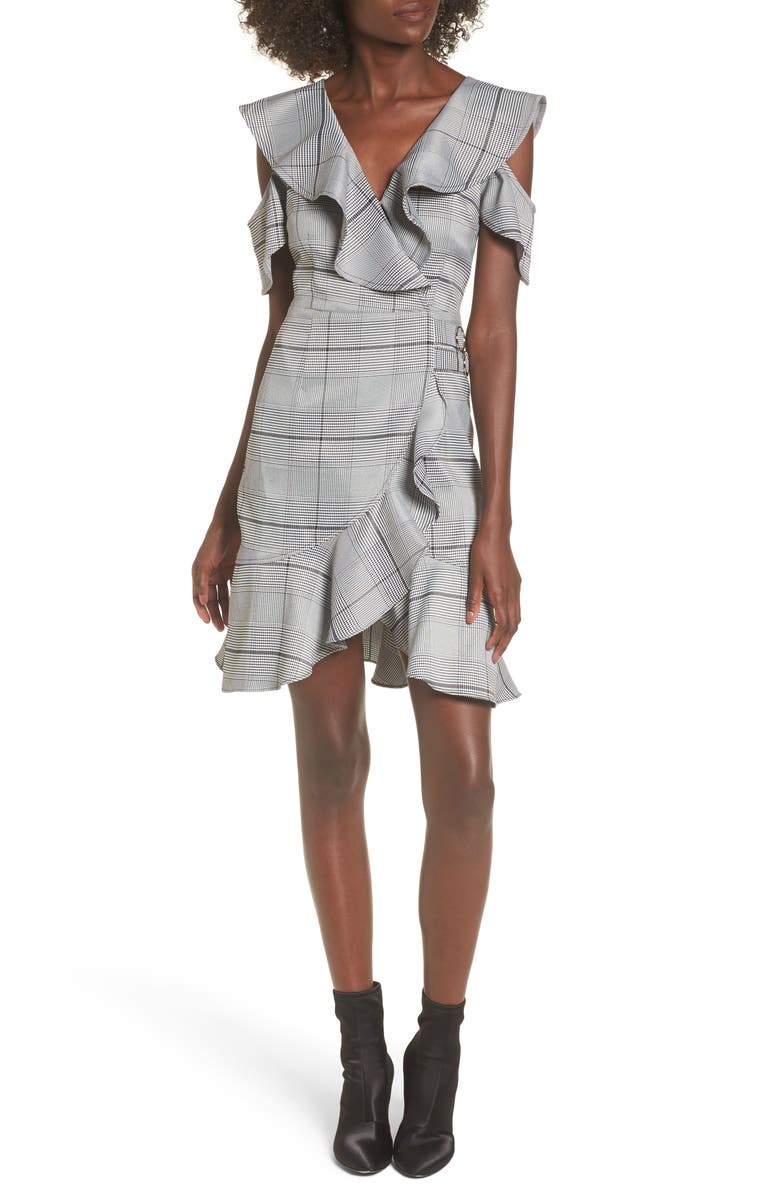 J.O.A. Cold Shoulder Ruffle Dress, Main, color, 