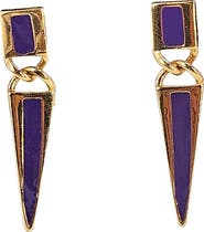 MADISON BEVERLY HILLS Vintage 1980s Purple Enamel Gold Earrings