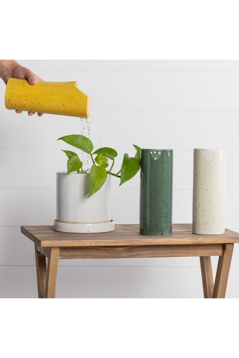 Ceramic Plant Shower Set of 3 Decorative Planters for Home Spring Decor, Alternate, color, Beige