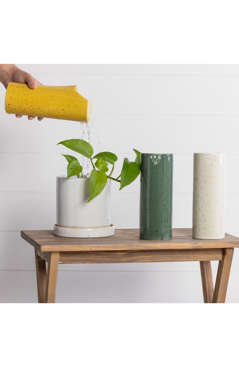 Transpac Ceramic Plant Shower Set of 3 Decorative Planters for Home Spring Decor, Alternate, color, Multicolored