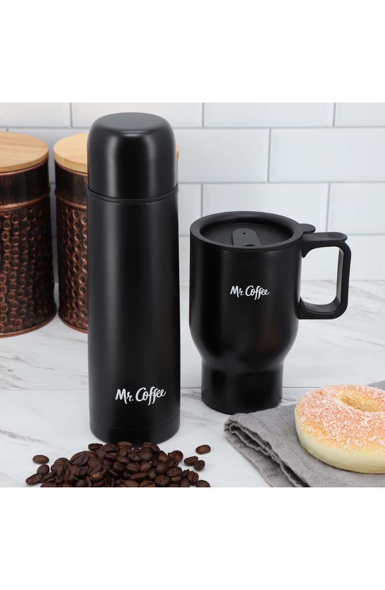 Mr. Coffee Javelin 2 Piece Thermal Bottle and Travel Mug Set, Alternate, color, Black