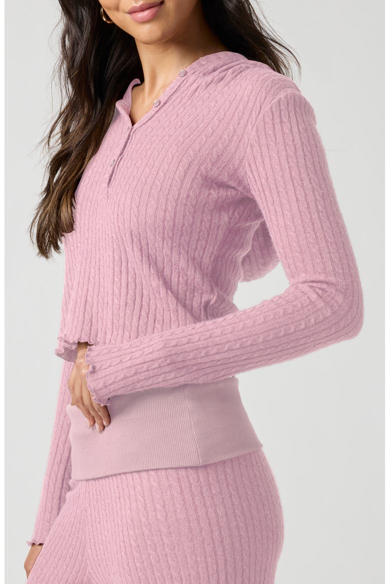 Baby Cable Knit Cropped Hoodie, Alternate, color, BONBON