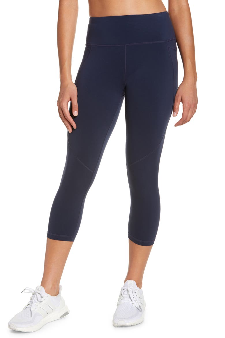 Power Workout Crop Pocket Leggings, Main, color, NAVY BLUE