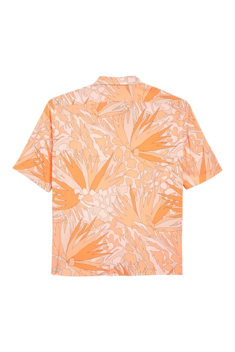 Jungle Print Short Sleeve Button-Up Shirt, Alternate, color, ORANGE