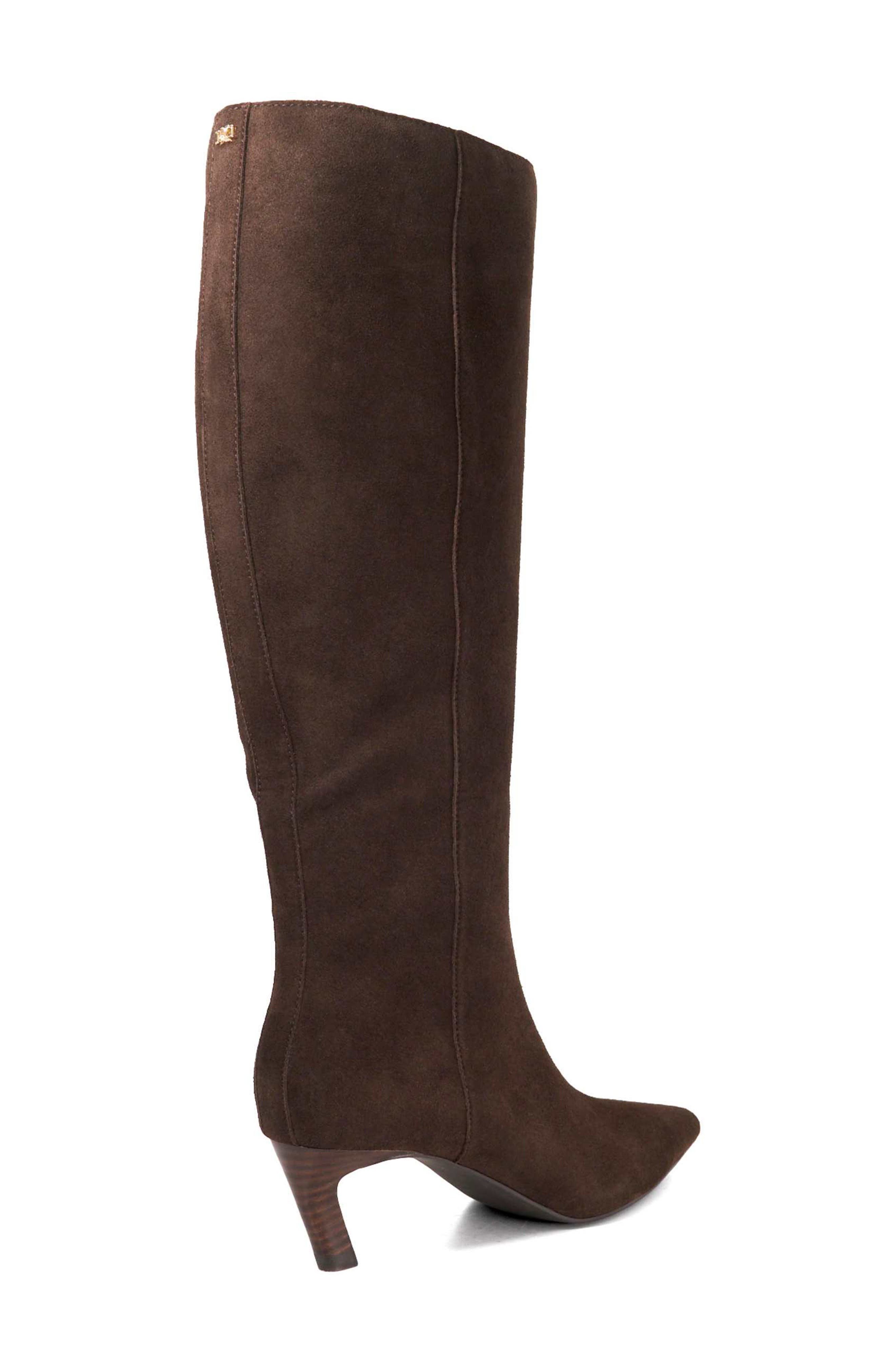 Dune London Siana Pointed Toe Knee High Boot, Alternate, color, Brown