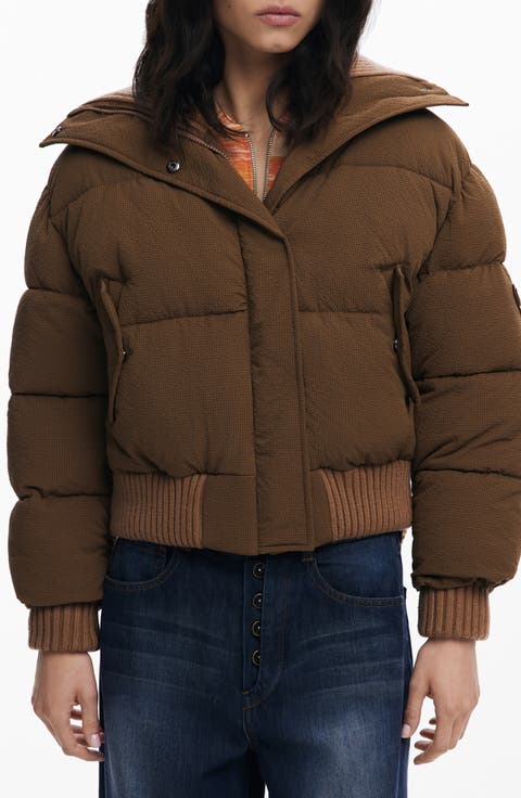 Mixed Media Puffer Jacket