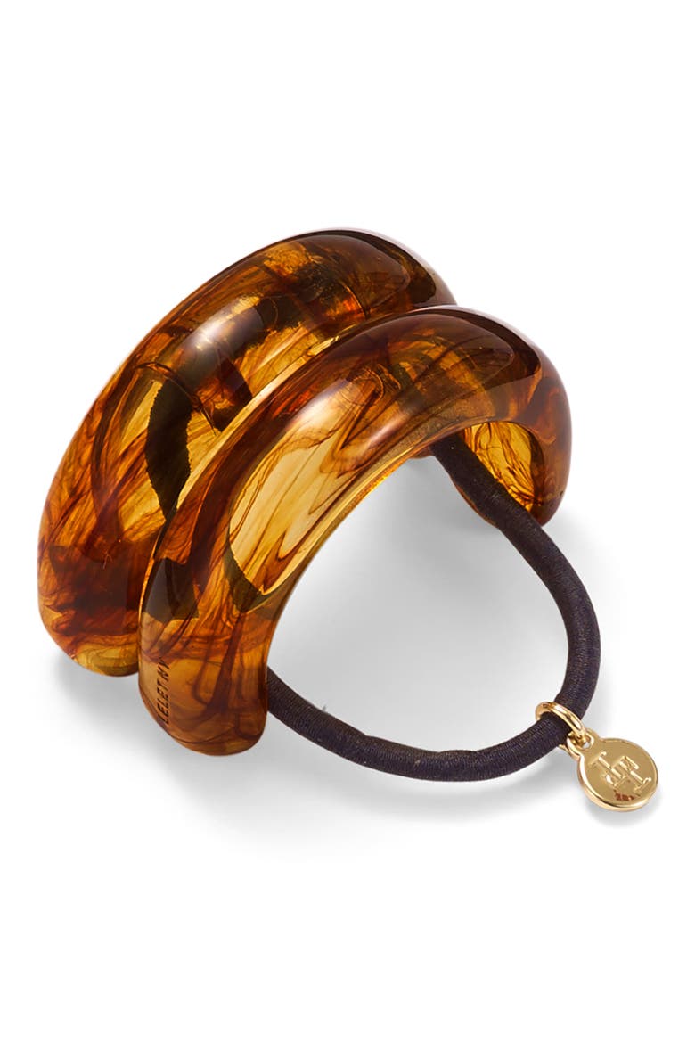 Marbleized Double Arch Hair Tie, Main, color, AMBER