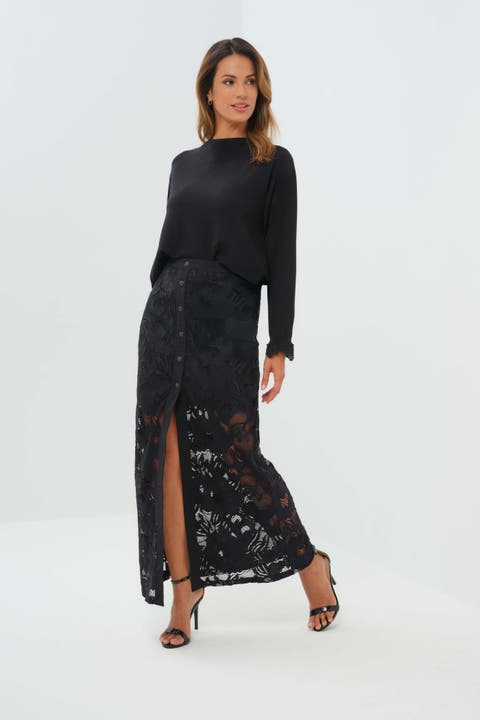 Passion Sweater Knit & Lace Crewneck with Back