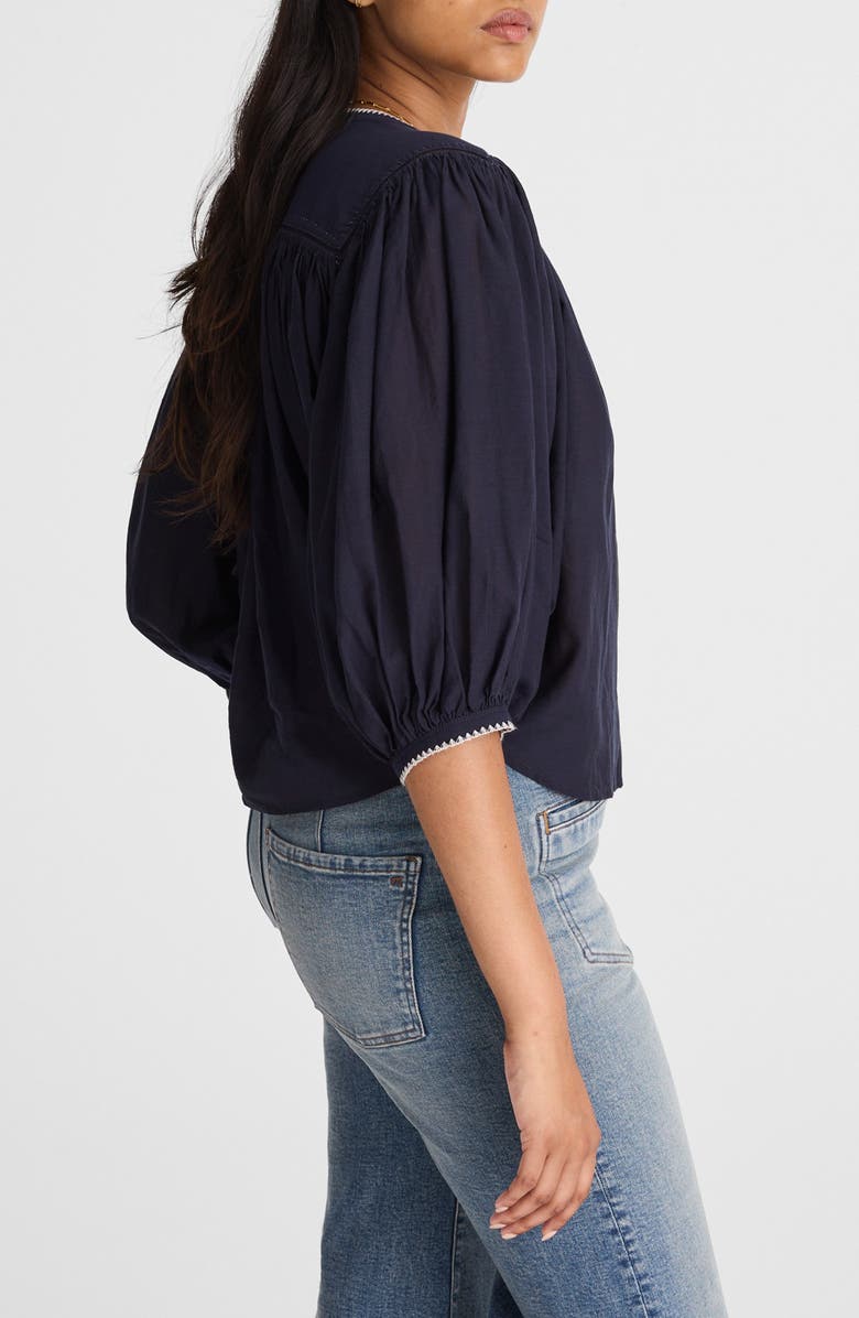 Madewell Shirred Voile Button-Up Top, Alternate, color, Midnight Navy
