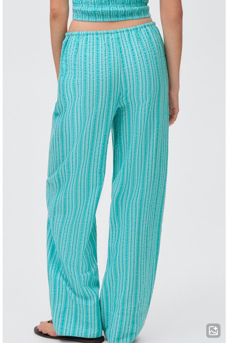 Textured Stripe Cotton Drawstring Pants, Alternate, color, TURQUOISE