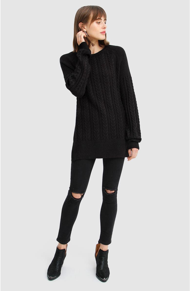 Belle & Bloom At Last Cable Knit Jumper with Slit, Main, color, Black