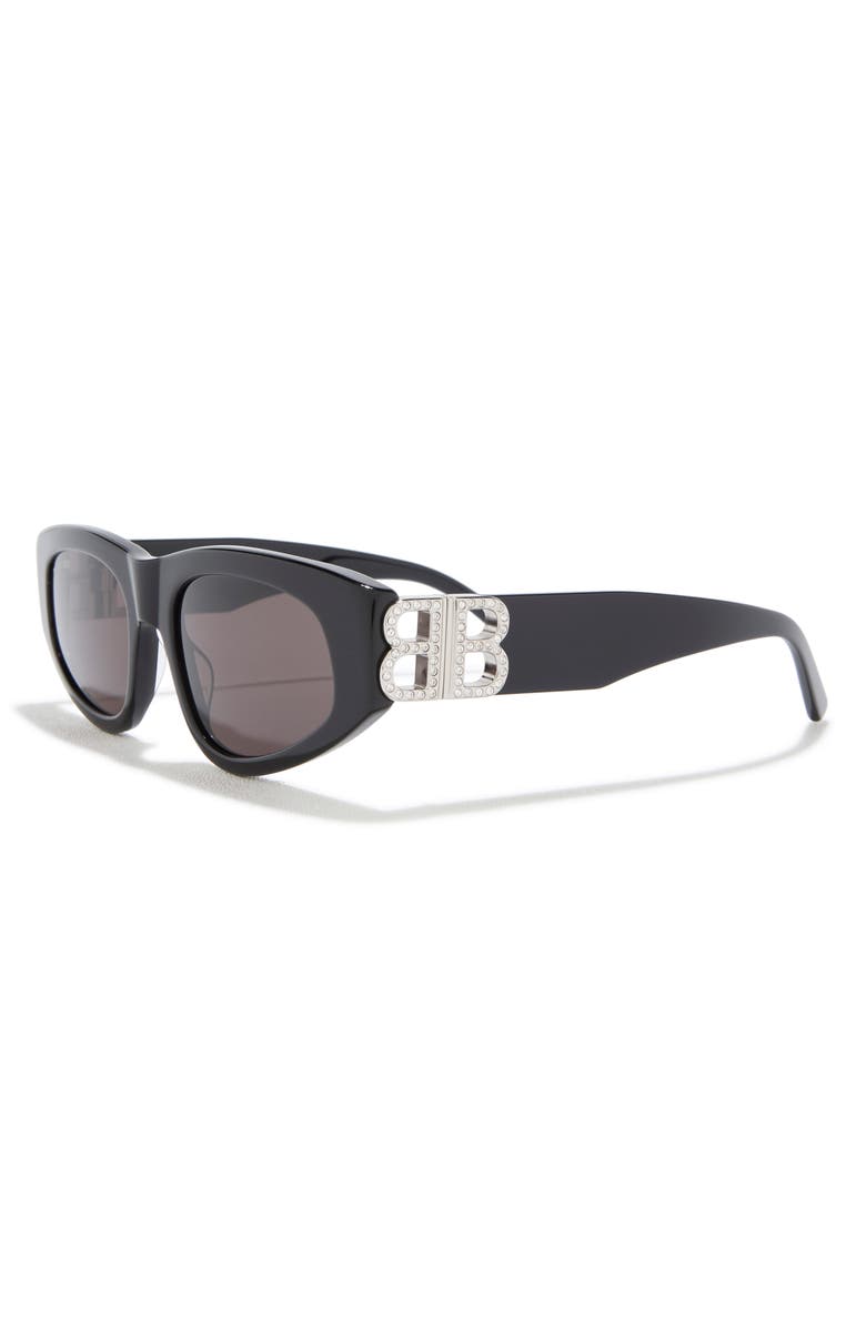 Balenciaga Novelty 53mm Cat Eye Sunglasses, Alternate, color, Black Silver Grey