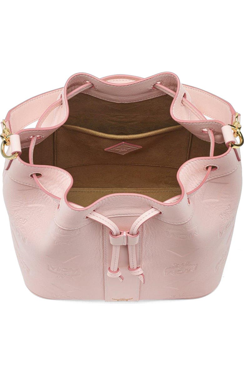 MCM Medium Dessau Drawstring Bag in Maxi Monogram Leather, Alternate, color, Lotus Pink