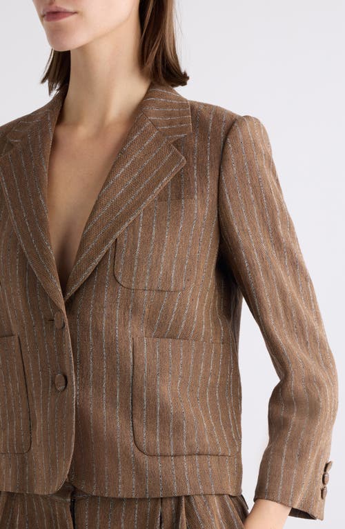 Dries Van Noten Bamis Pinstripe Jacket In Camel