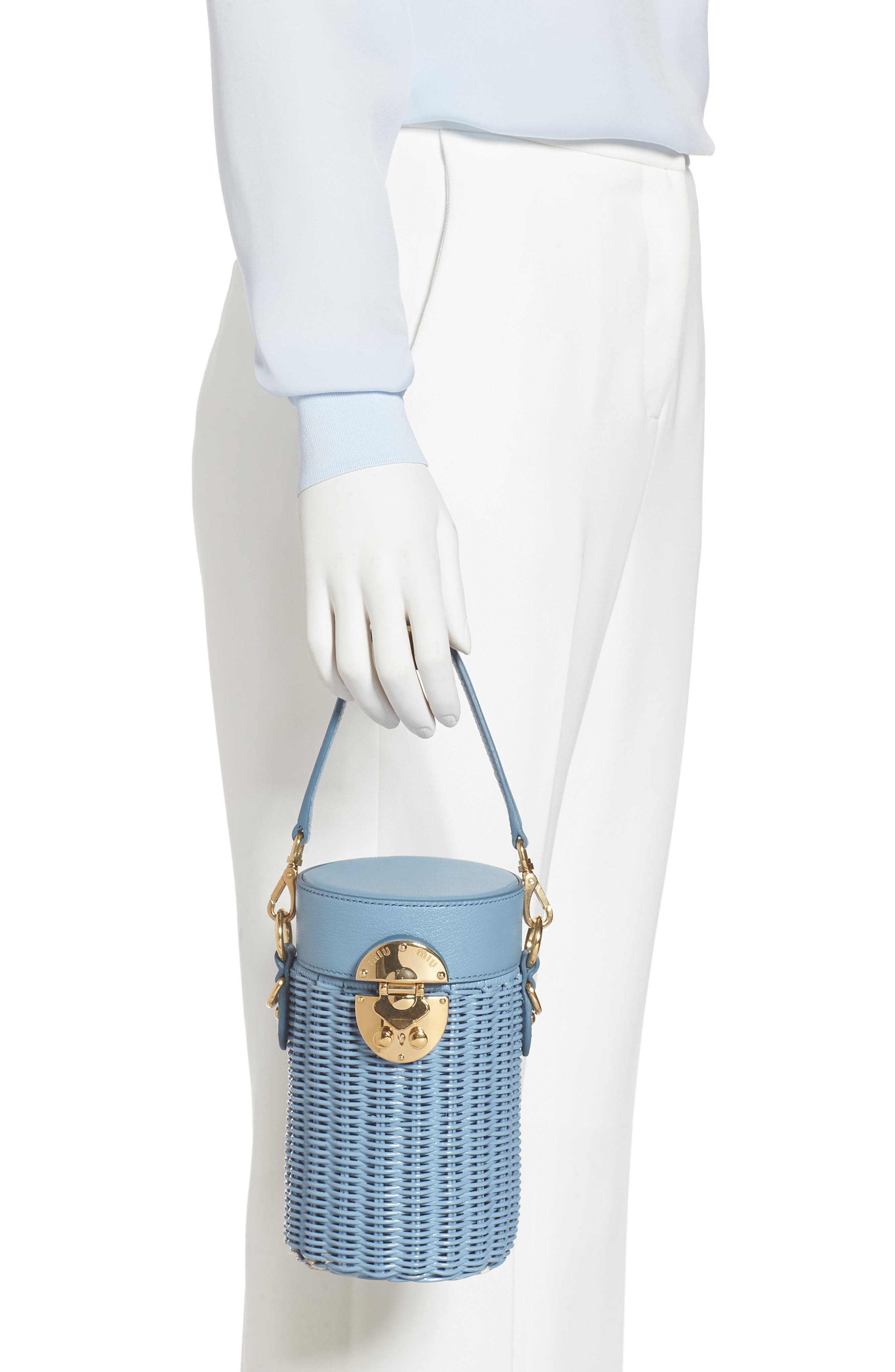 Miu Miu Wicker Canteen Crossbody Bag, Alternate, color, 