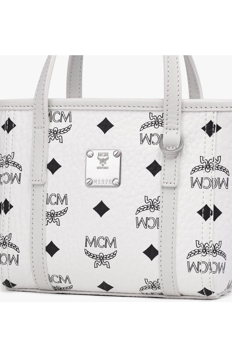MCM Toni Top-Zip Shopper in Visetos, Alternate, color, White