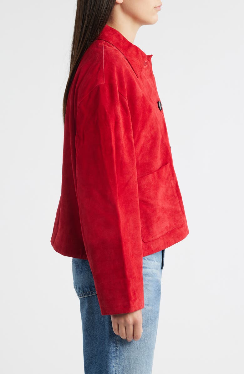 Madewell Boxy Crop Suede Jacket, Alternate, color, Crimson