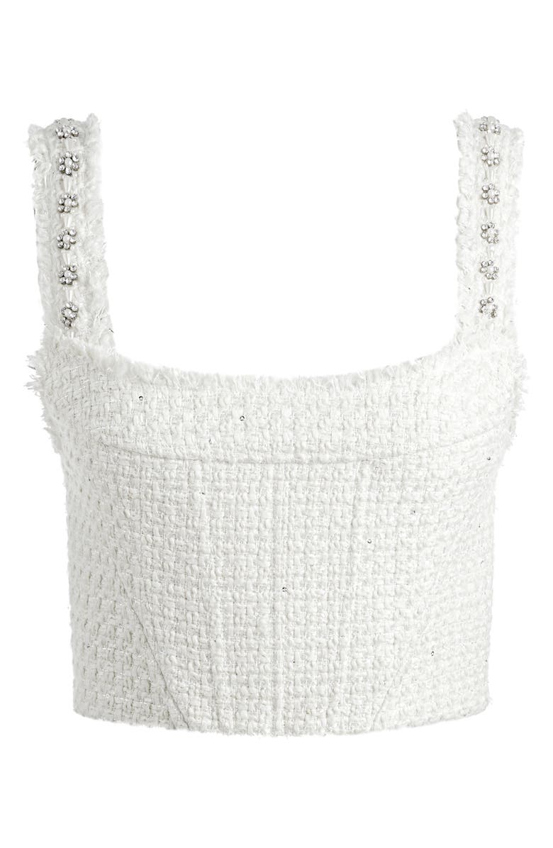 Alice + Olivia Vicenta Embellished Corset Tweed Tank, Alternate, color, 