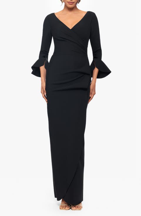 3/4 Sleeve Openwork Split Evening Dresses