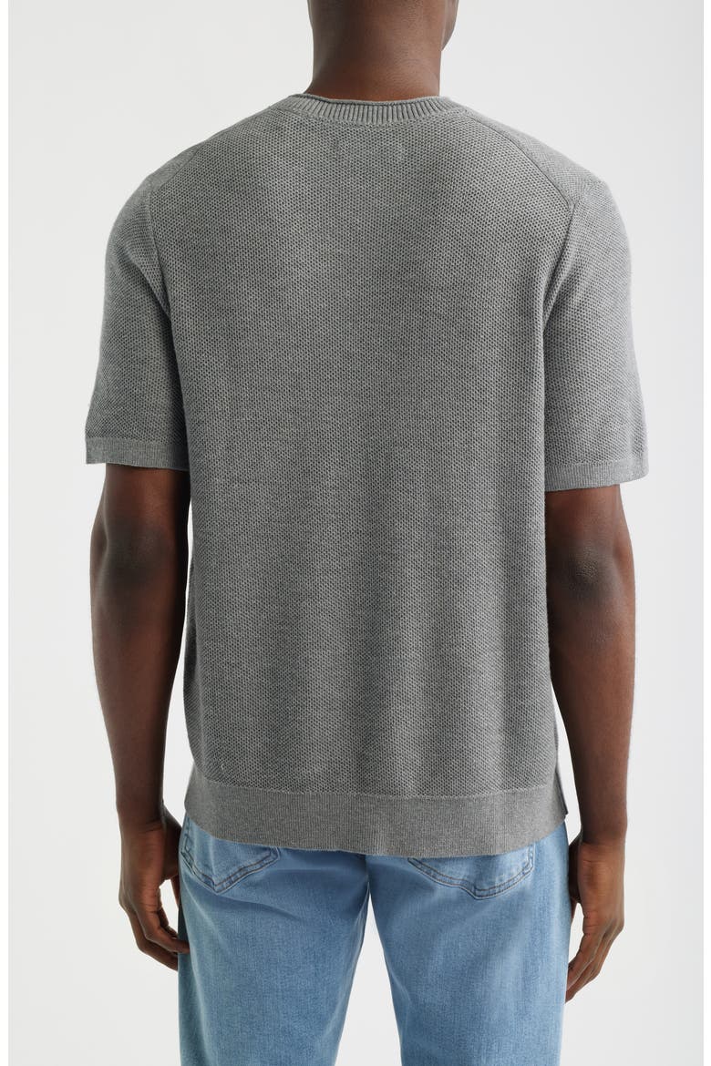 Salthill Short Sleeve Cotton & Linen Piqué Sweater, Alternate, color, MED GREY HEATHER