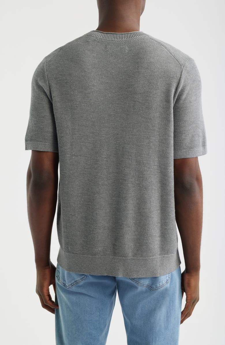 Tommy Bahama Salthill Short Sleeve Cotton & Linen Piqué Sweater, Alternate, color, Med Grey Heather