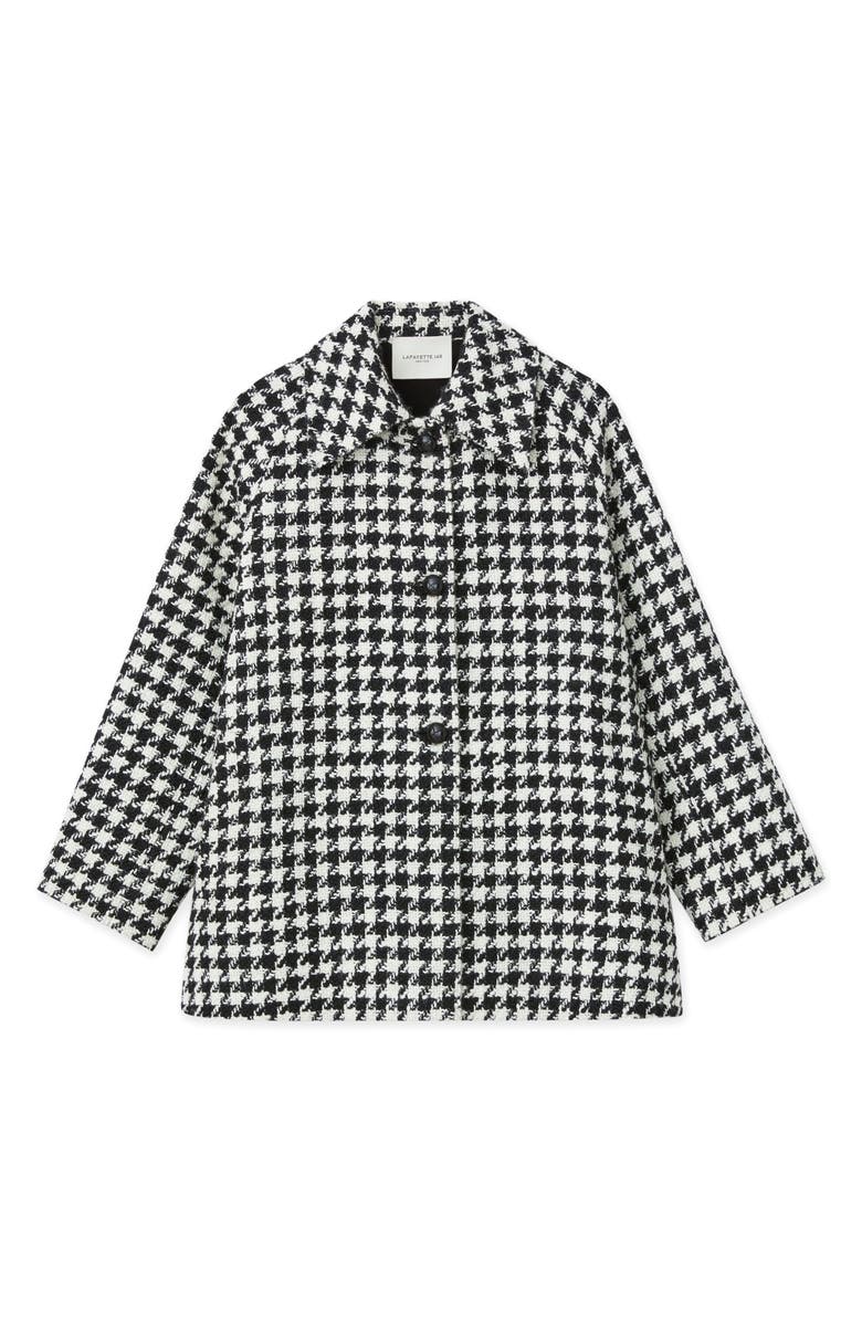 Lafayette 148 New York Houndstooth Check Wool Blend Car Coat, Alternate, color, 