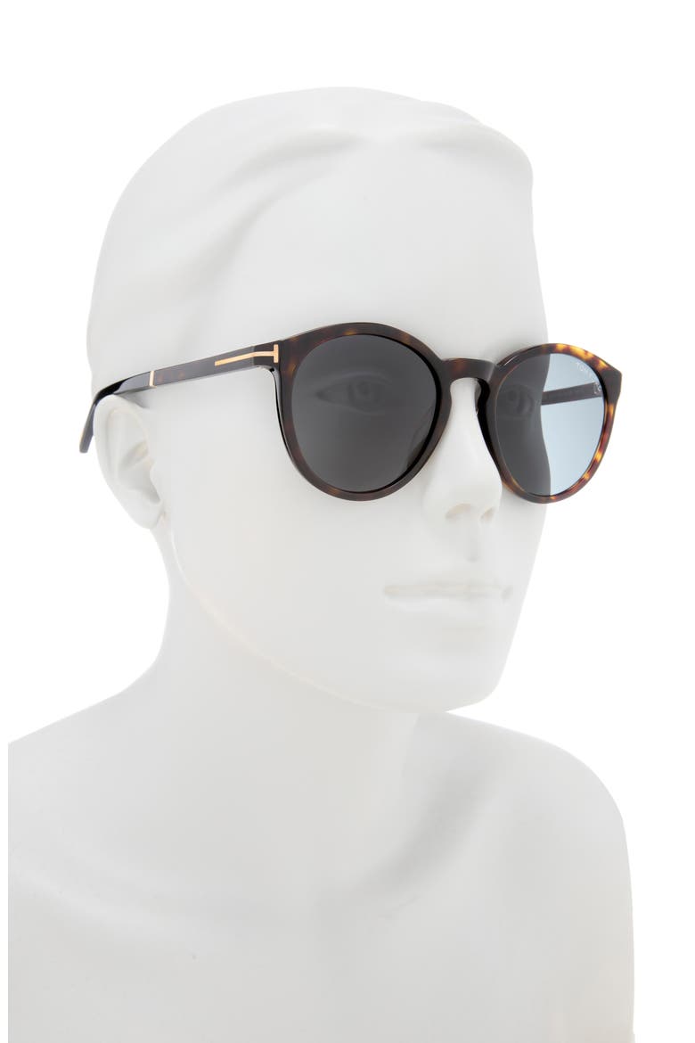 Elton 51mm Round Sunglasses, Alternate, color, DARK HAVANA / SMOKE