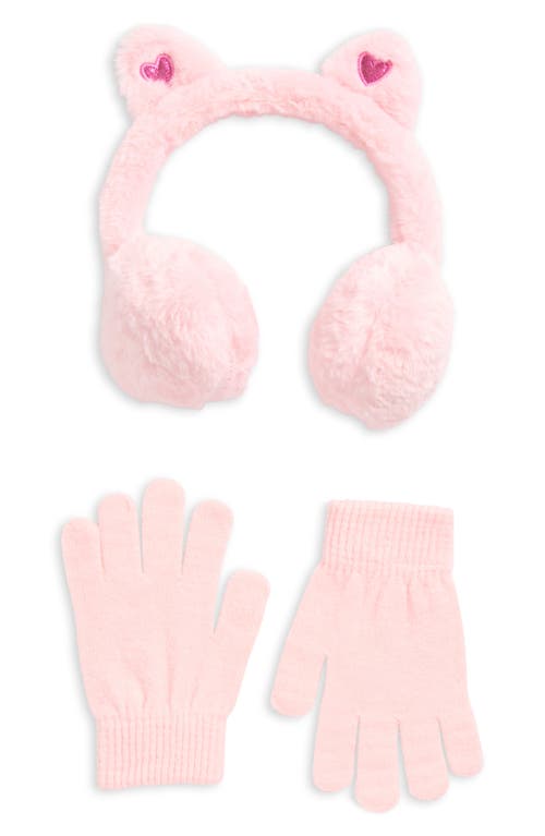 Capelli New York Kids' 3d Kitty Earmuffs & Gloves Set In Pink