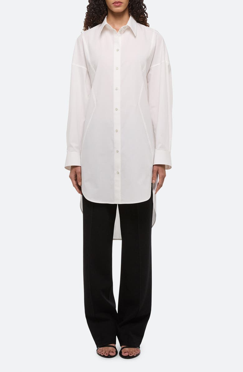 Helmut Lang Long Sleeve Cotton Mini Shirtdress, Main, color, White - 100