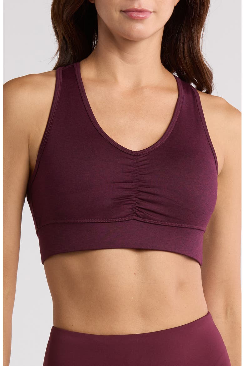 Alanna Racerback Sports Bra, Main, color, HEATHER ROYAL BURGUNDY