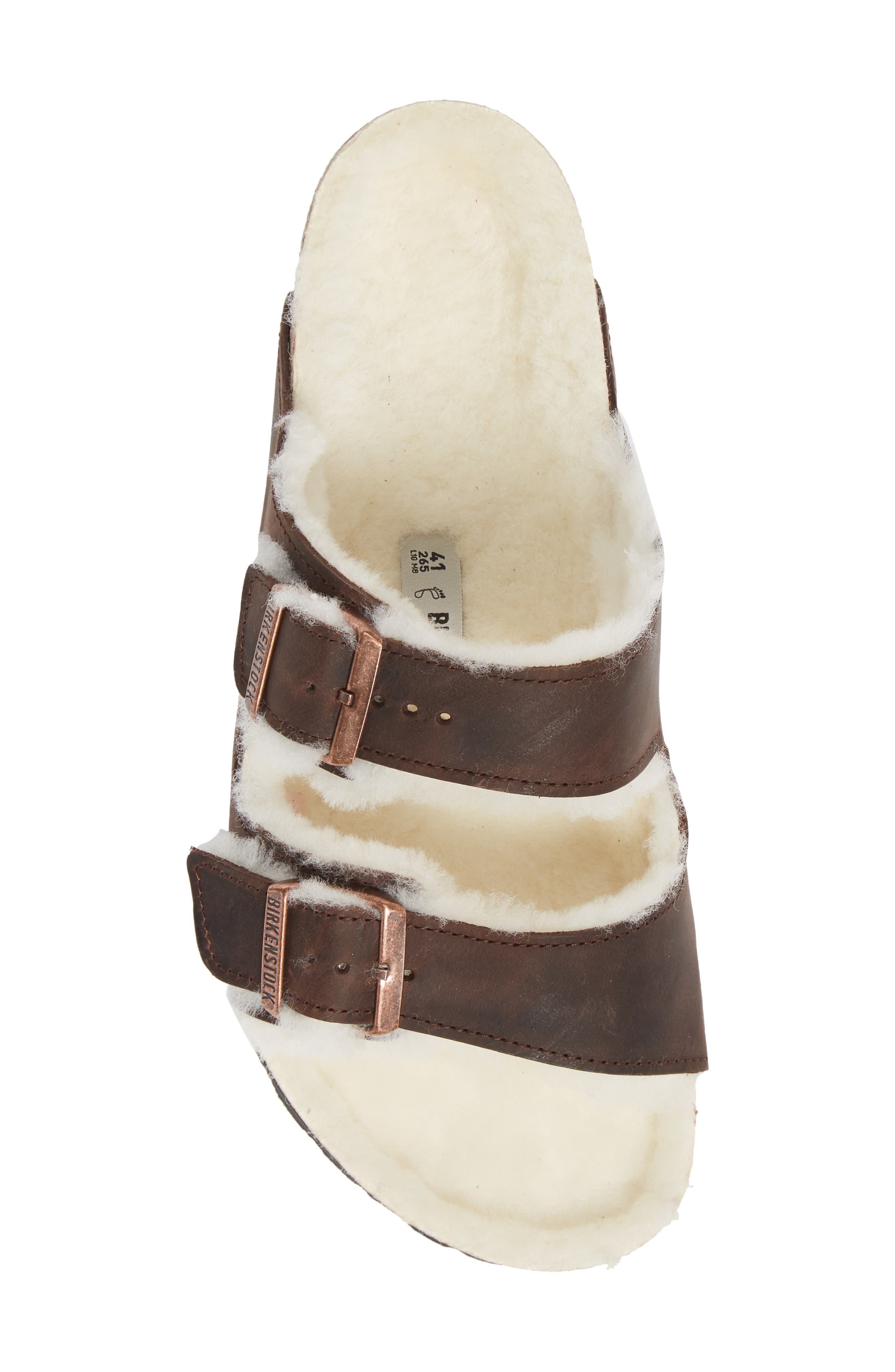 Arizona Genuine Shearling Slide Sandal, Alternate, color, BROWN