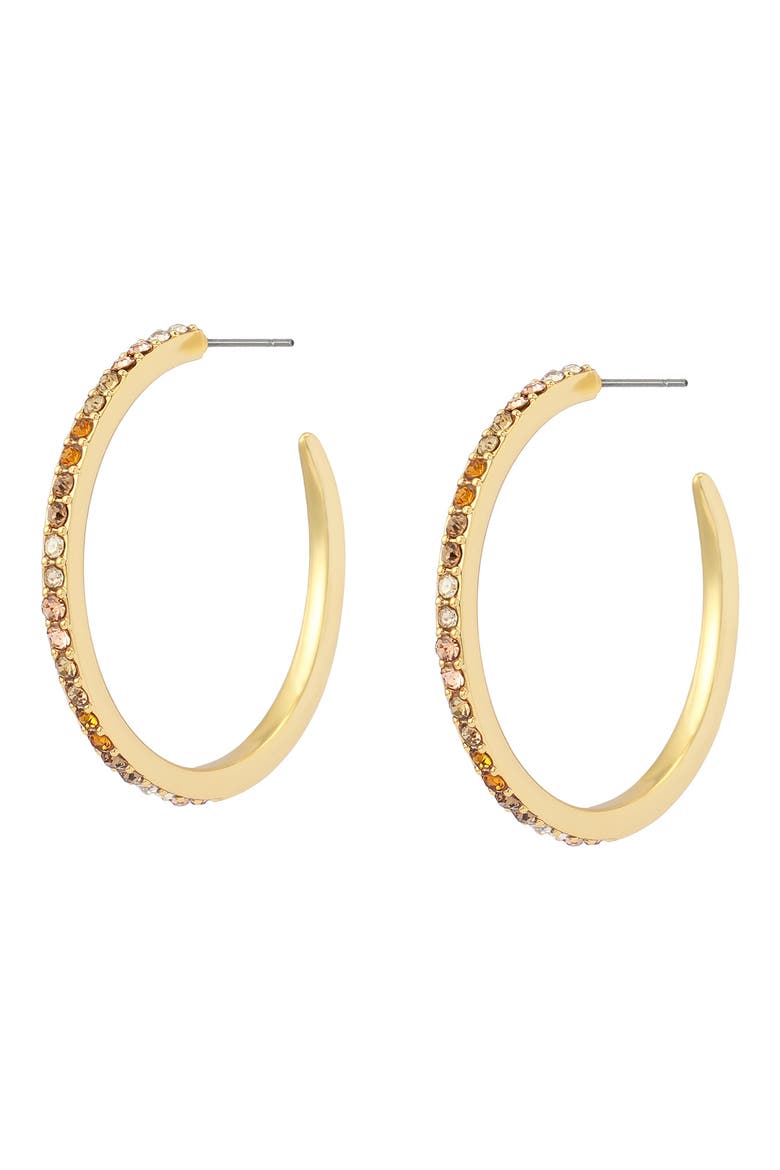 Pavé Medium Hoop Earrings, Alternate, color, GOLD/ NEUTRAL