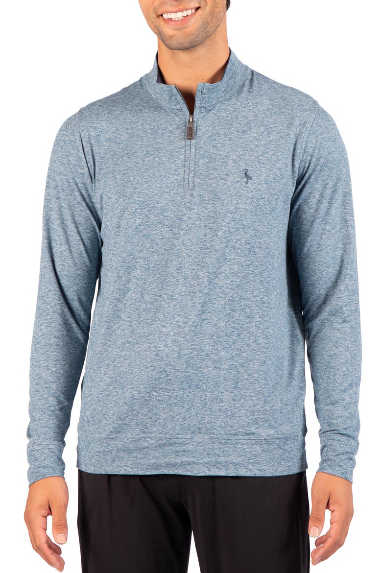Brushed Melange Quarter Zip Pullover, Main, color, SEA BLUE