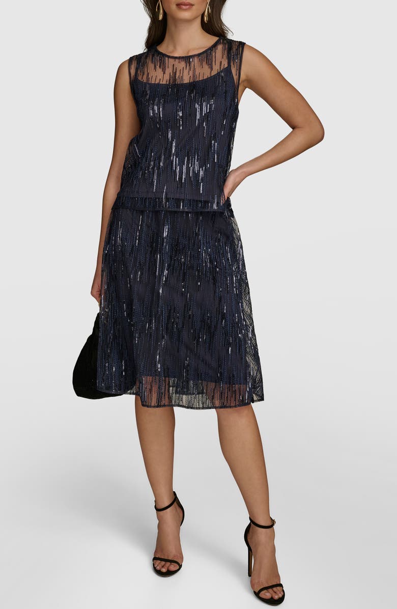 Donna Karan New York Sleeveless Sequin Semisheer Top, Alternate, color, 
