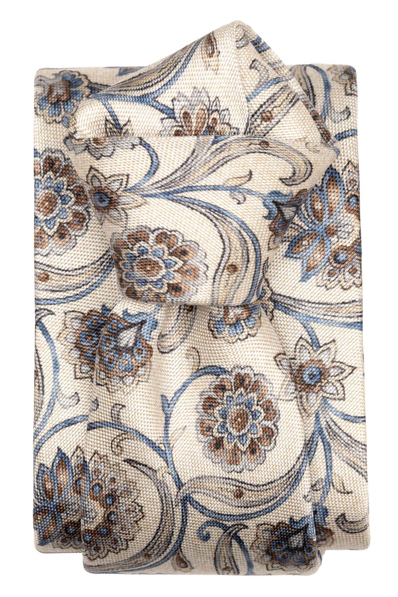 Niccolò - Printed Silk Tie for Men, Alternate, color, Cream