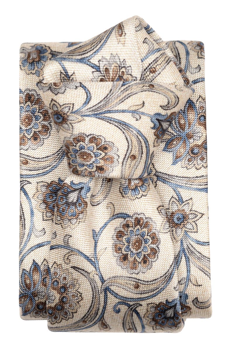 Elizabetta Niccolò - Extra Long Printed Silk Tie for Men, Alternate, color, Cream