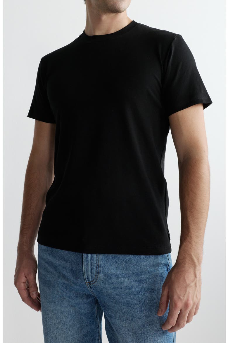Stretch Cotton Rib Crewneck T-Shirt, Alternate, color, BLACK