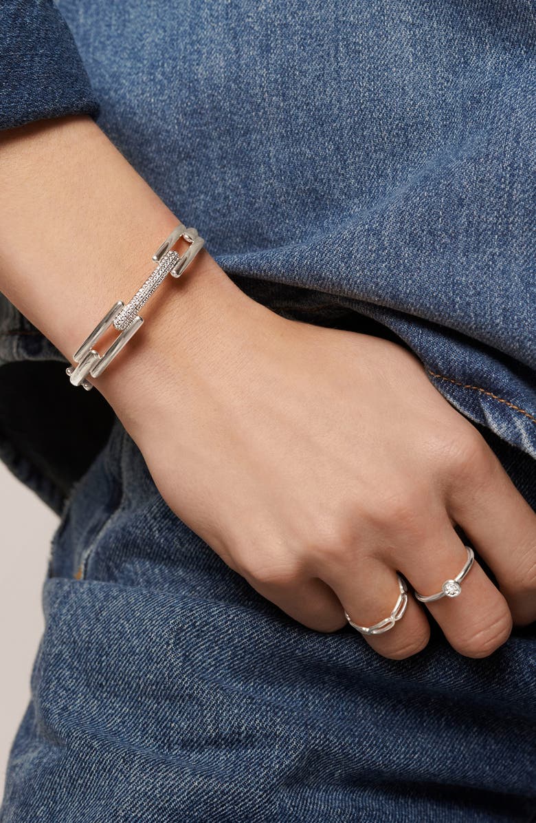 Monica Vinader Lab Created Diamond Bangle, Alternate, color, 14Kt Sterling Silver / Diamond