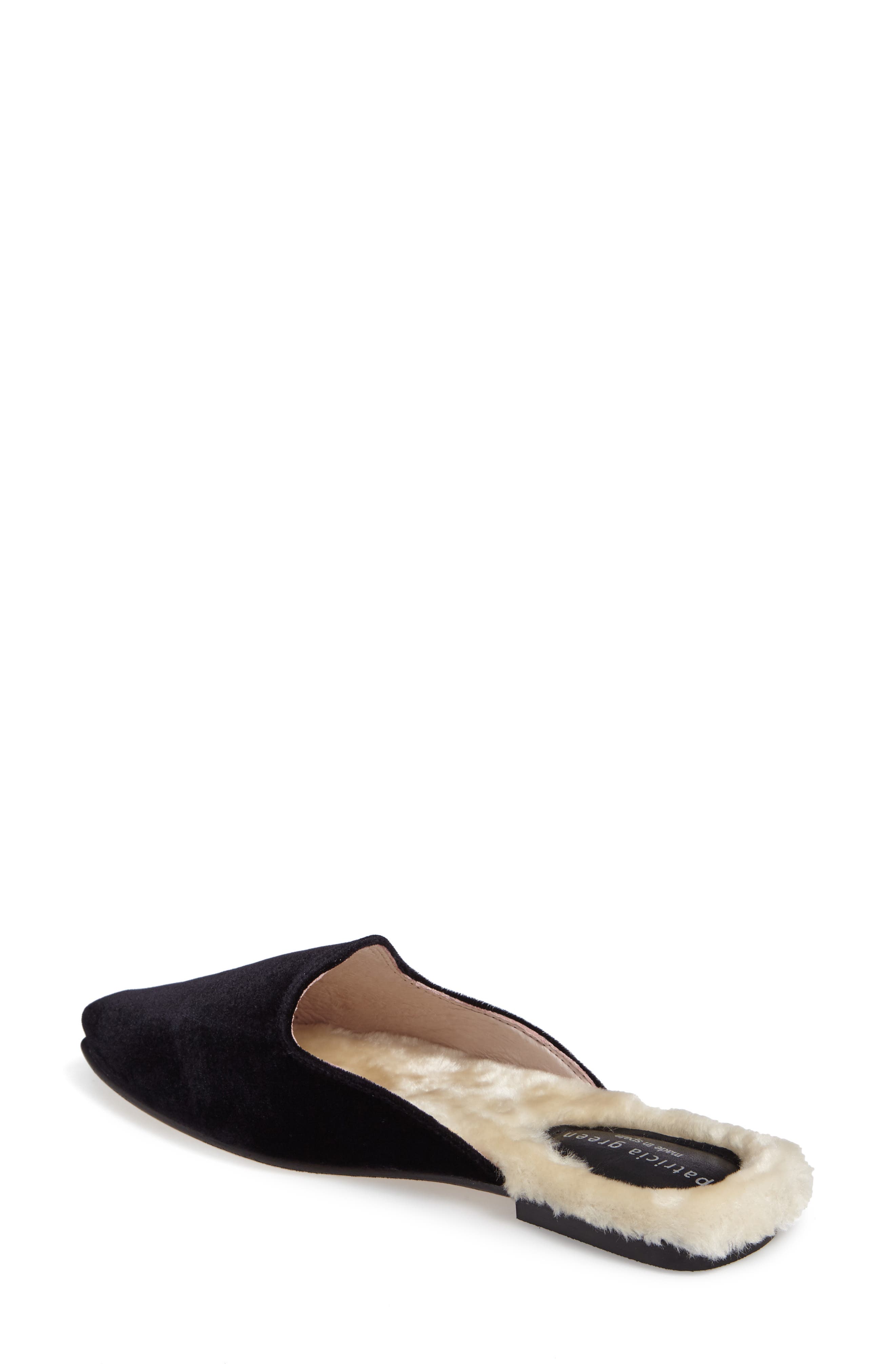 Velvet Mule with Faux Fur Lining, Alternate, color, BLACK VELVET FABRIC