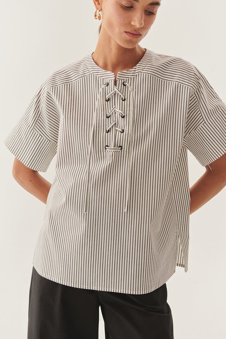 Milani Striped Blouse, Alternate, color, Striped
