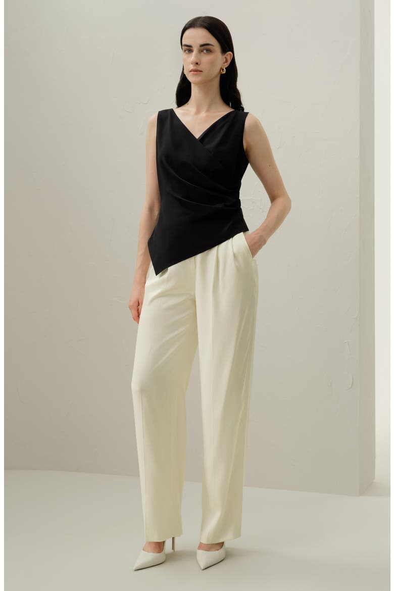 Women's Élise V-Neck Silk Top, Alternate, color, Black