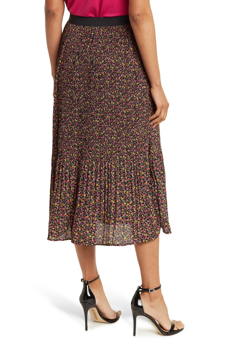 Woven Print Release Print Midi Skirt, Alternate, color, BLACK/ BERRY SWEET GARDEN