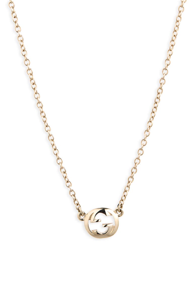 Interlocking G Station Necklace, Main, color, GOLD