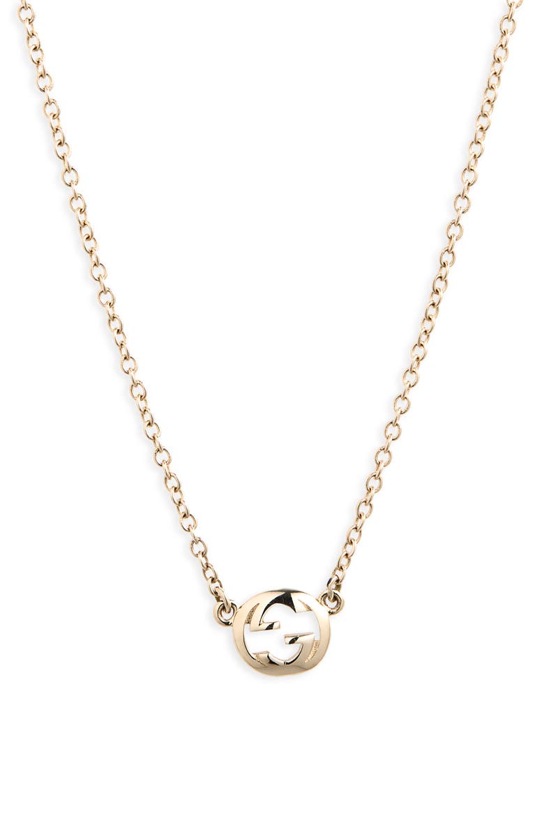 Gucci Interlocking G Station Necklace, Main, color, Gold