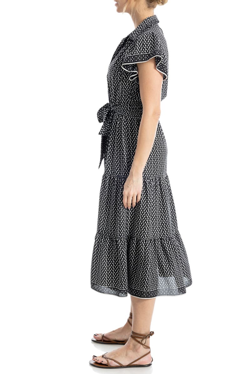 MAX STUDIO Floral Tie Front Shirtdress, Alternate, color, Cream/ Black Petal