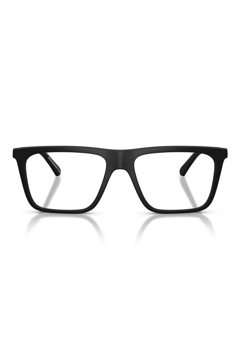 56mm Clip-On Style Square Sunglasses, Main, color, MATTE BLACK / CLEAR