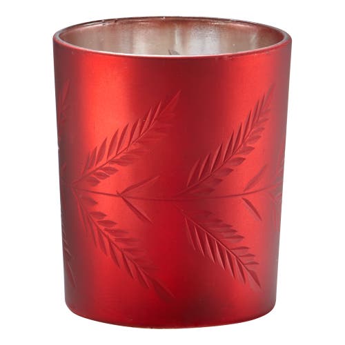 Tag Sprig Etched Tealight Holder Red Glass Candle Holder Christmas In Red